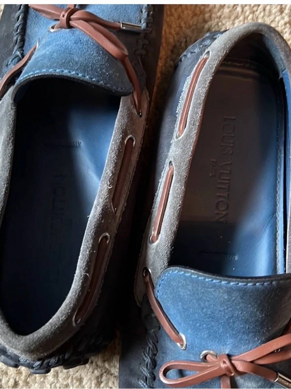 Louis Vuitton Men’s Blue Suede Loafers size 9.5 10.5 USA